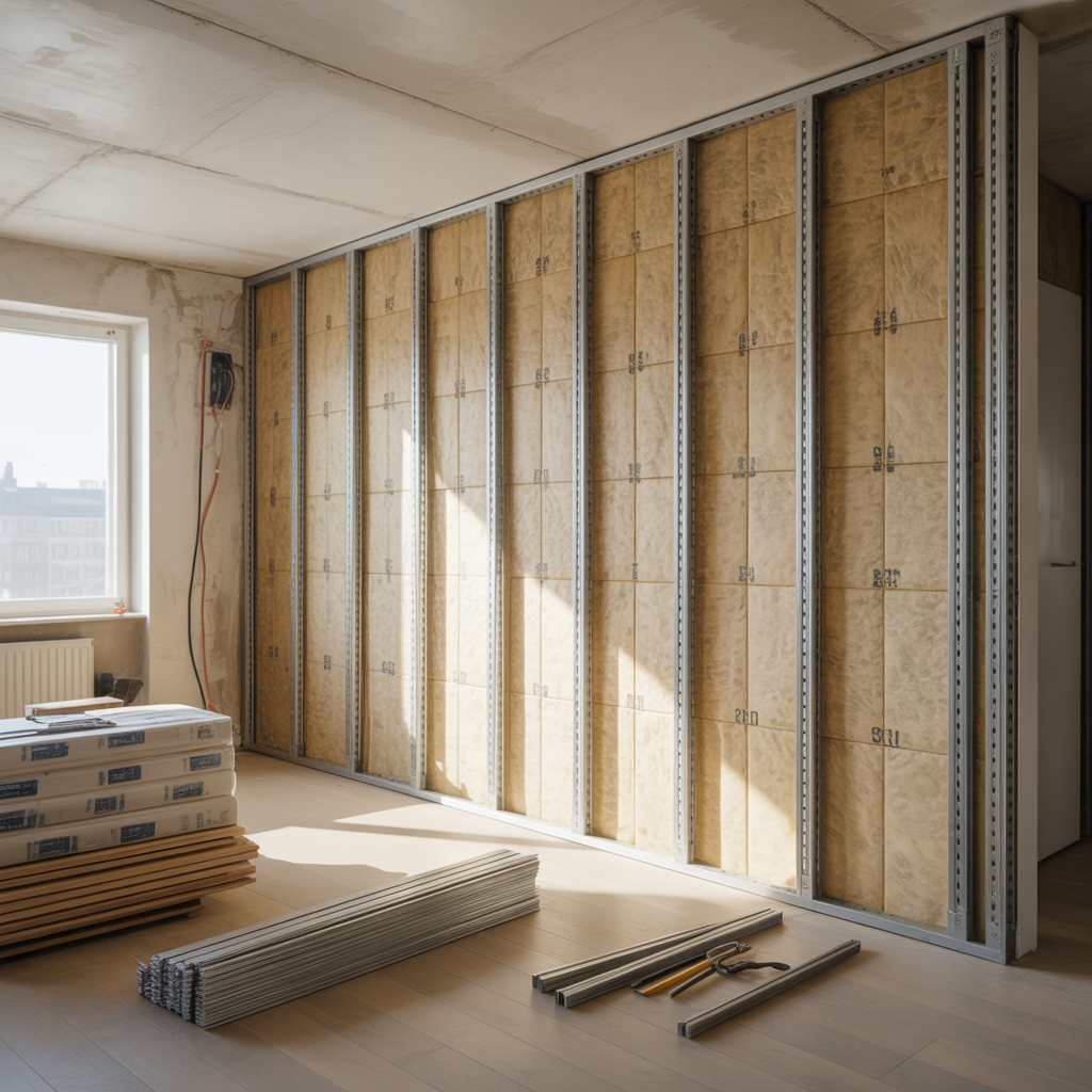 innervagg med stalreglar materialval steg och kostnad